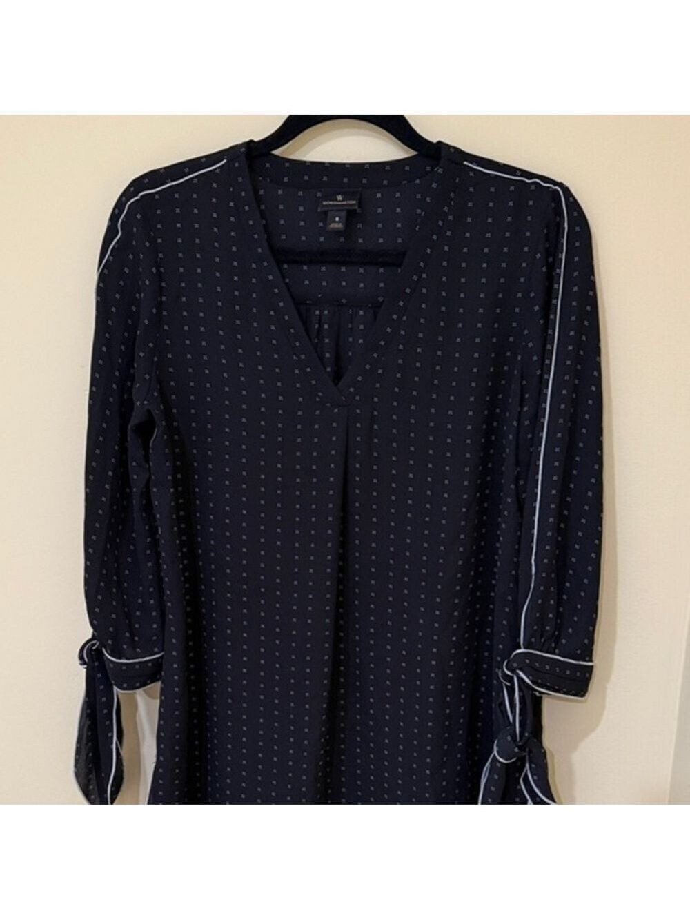 Worthington Women’s 3/4 sleeve Blouse with Tie Sleeves